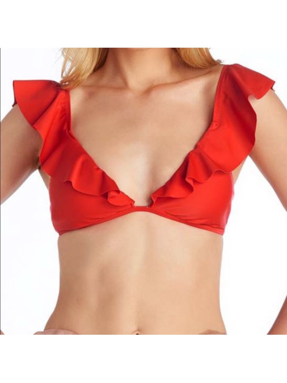 Red Swim Bikini Ruffled Top and Red Bottom